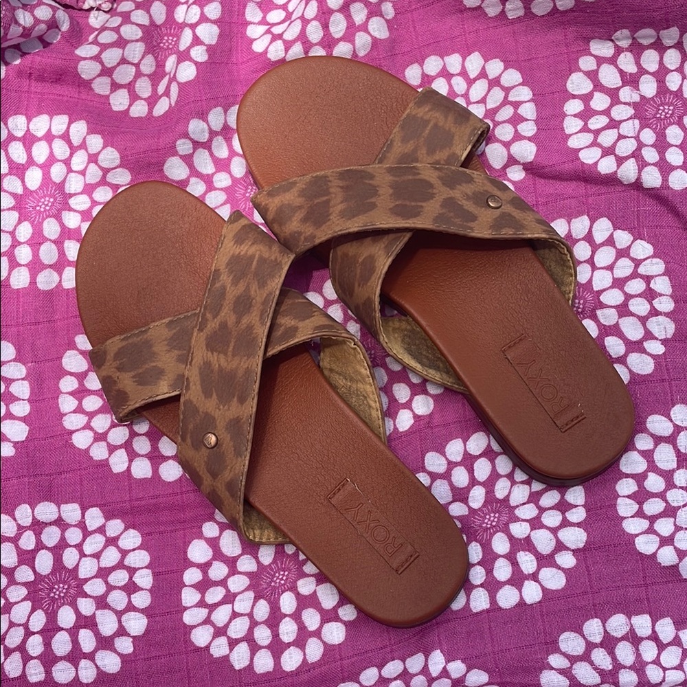 Roxy Brown Criss-Cross Sandals